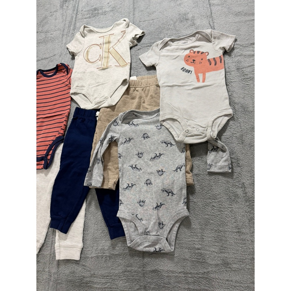 Baby Boy Clothes Bundle 12M Carters Calvin Klein Little Planet 7pc Set Bodysuits - Picture 3 of 10